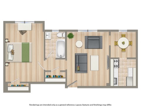 one bedroom apartment floor plan at meridian park apartments in washington dc